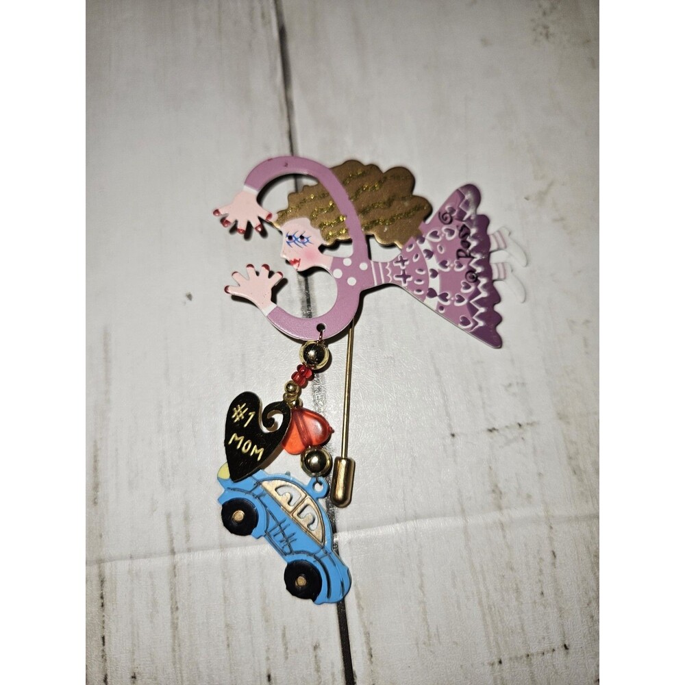 Fanciful Flights Karen Rossi Mother's Day Brooch #1 Mom Stick‎ Pin Quirky Fun!